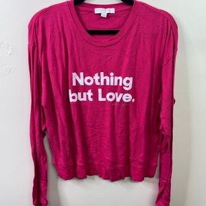 Spiritual Gangster Fuchsia 'Nothing but Love.' Graphic Long-Sleeve Top